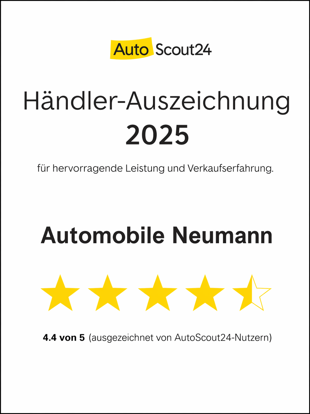 Zertifikat 2025 – AutoScout24 2025