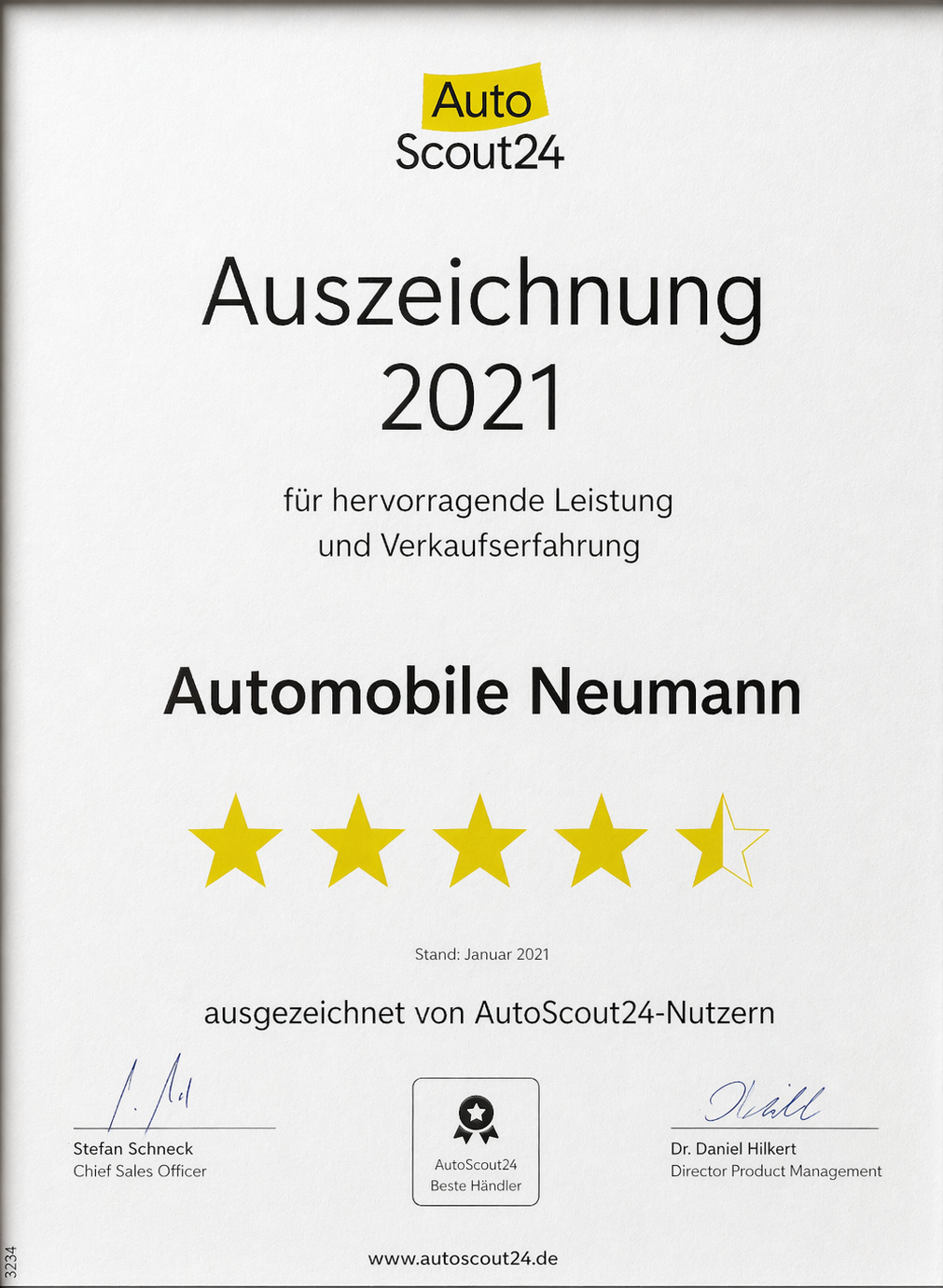 Zertifikat 2023 – AutoScout24 2023